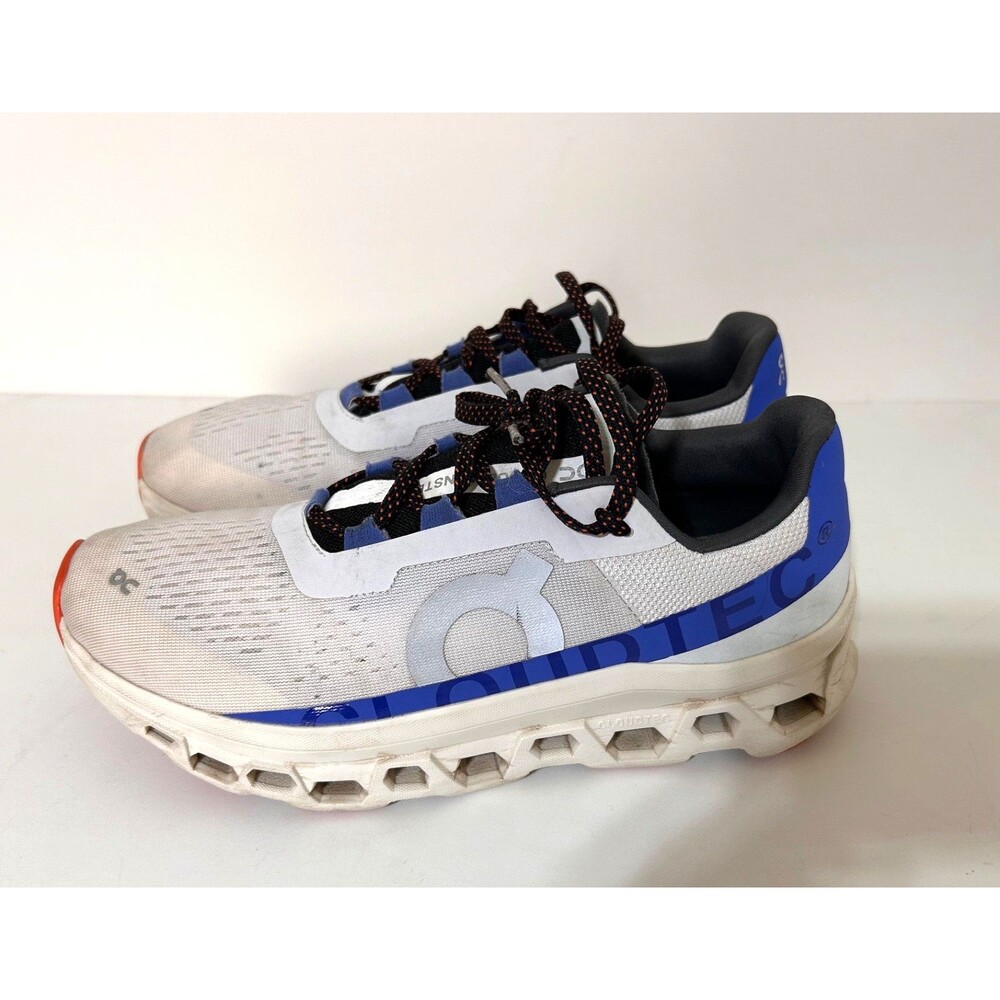On Cloudmonster Mens size 10 44 Running Shoes Frost Surf White Cobalt Blue - Picture 11 of 11
